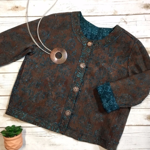 Reversible Brown and Teal Quilted BOHO Jacket - Picture 1 of 8
